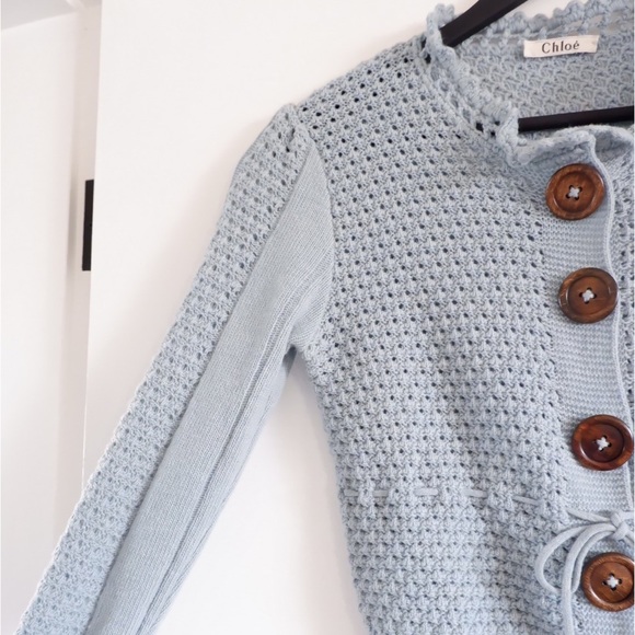 SOLD- CHLOE Vintage Knit Crochet Cardigan - Picture 3 of 6